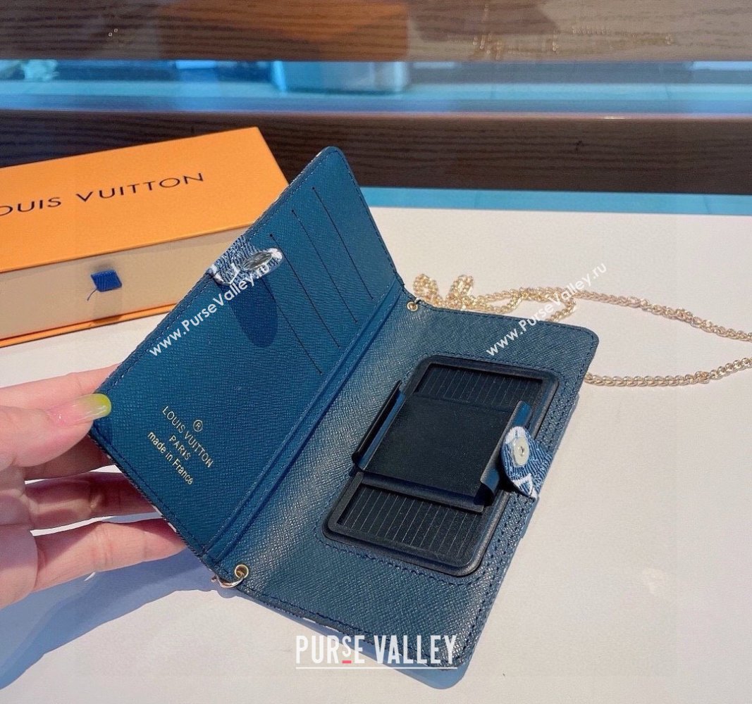 Louis Vuitton Embroidered iPhone Cover with Chain Blue 2025 0512 (SHI-250512151)