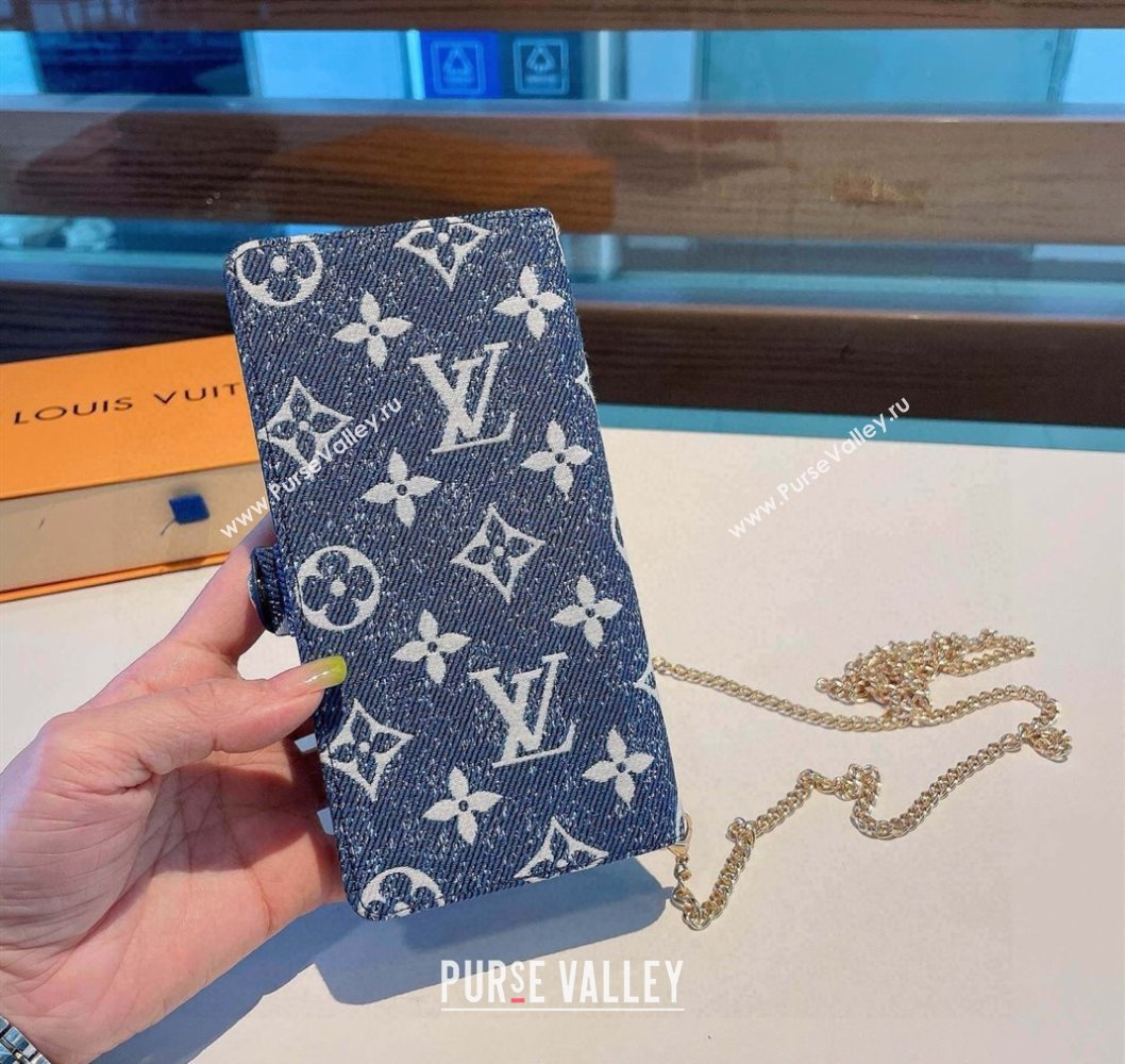 Louis Vuitton Embroidered iPhone Cover with Chain Blue 2025 0512 (SHI-250512151)
