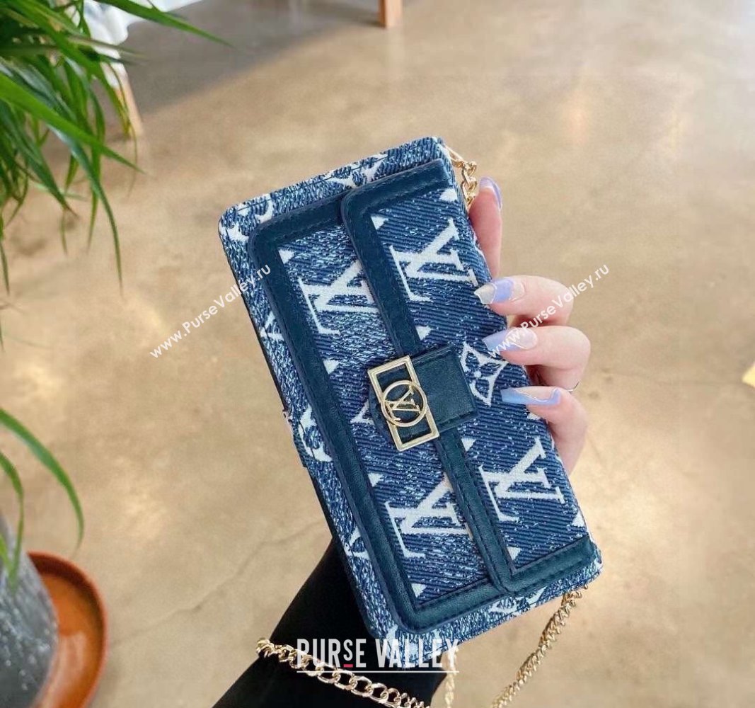 Louis Vuitton Embroidered iPhone Cover with Chain Blue 2025 0512 (SHI-250512151)
