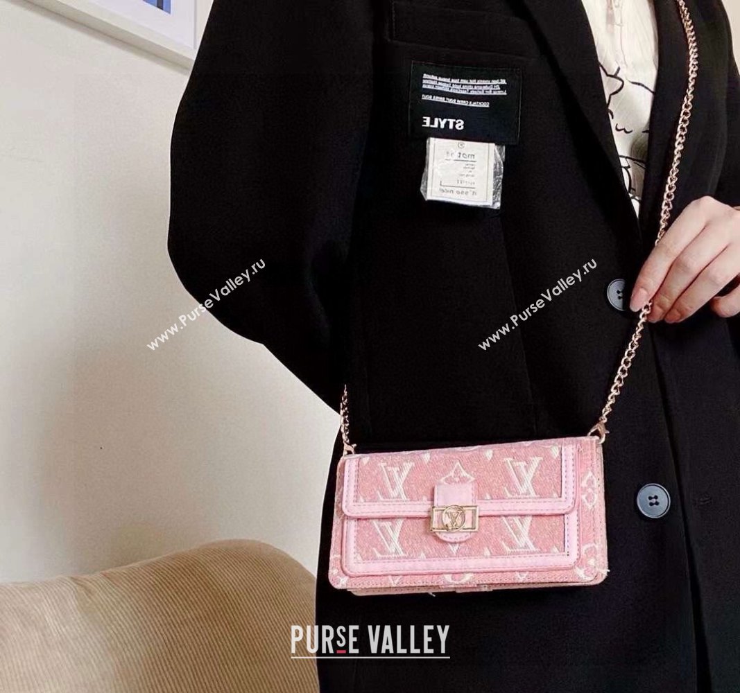 Louis Vuitton Embroidered iPhone Cover with Chain Light Pink 2025 0512 (SHI-250512150)