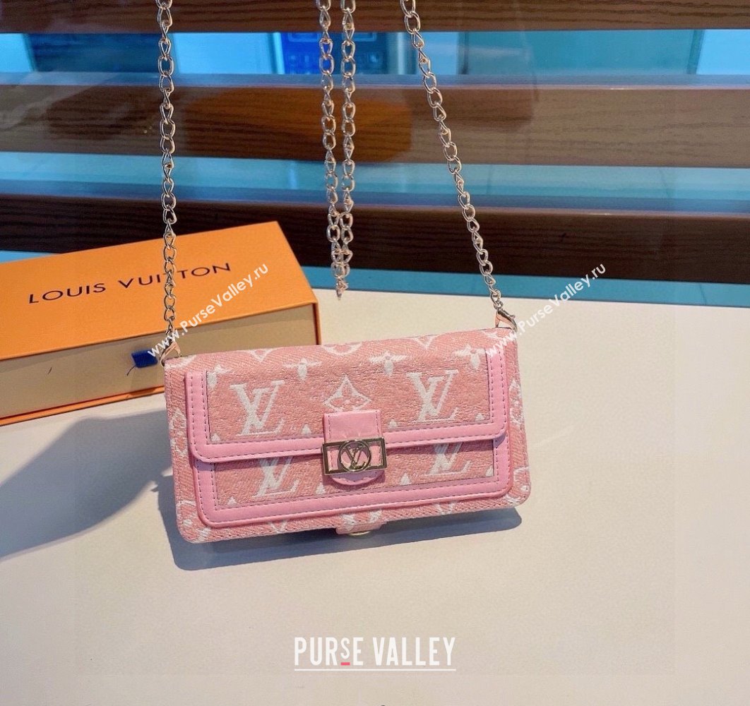 Louis Vuitton Embroidered iPhone Cover with Chain Light Pink 2025 0512 (SHI-250512150)
