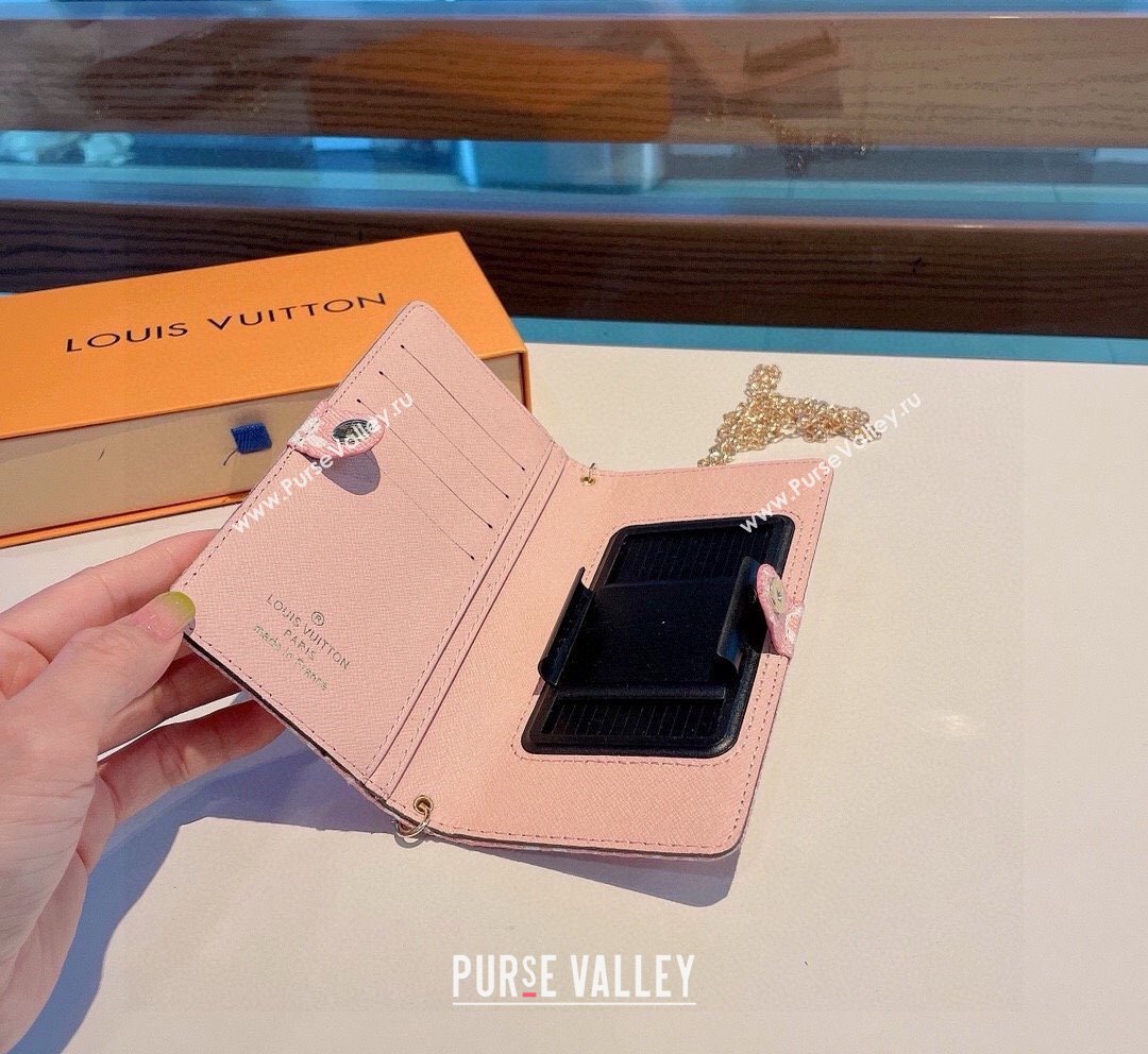 Louis Vuitton Embroidered iPhone Cover with Chain Light Pink 2025 0512 (SHI-250512150)