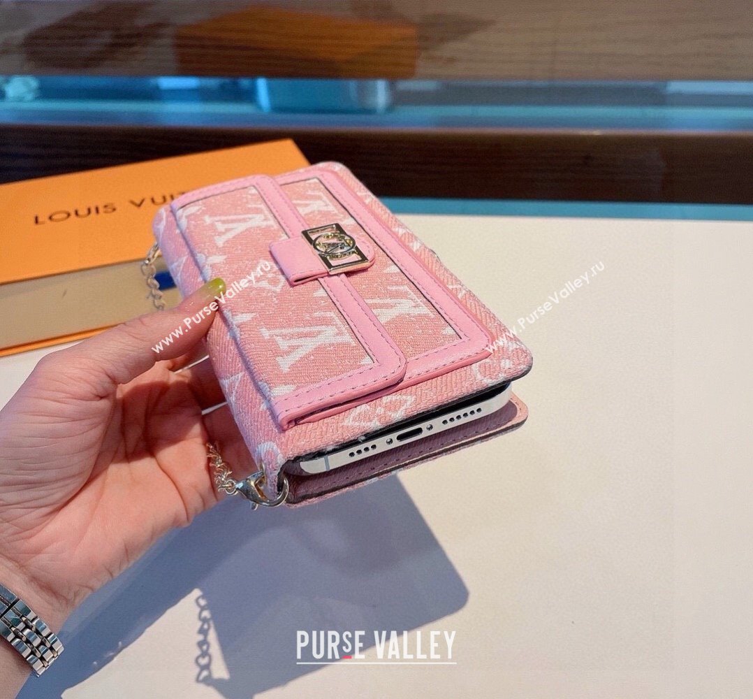 Louis Vuitton Embroidered iPhone Cover with Chain Light Pink 2025 0512 (SHI-250512150)