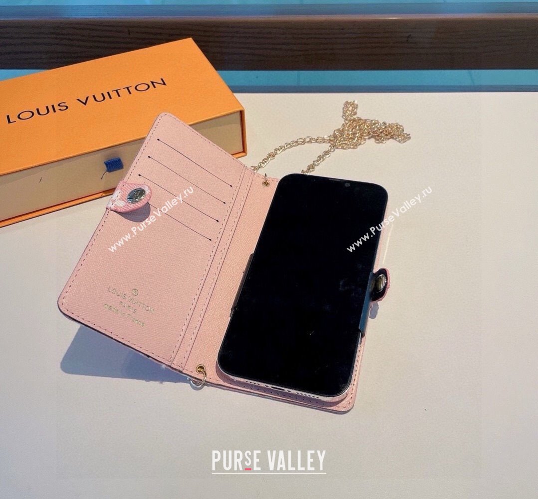 Louis Vuitton Embroidered iPhone Cover with Chain Light Pink 2025 0512 (SHI-250512150)