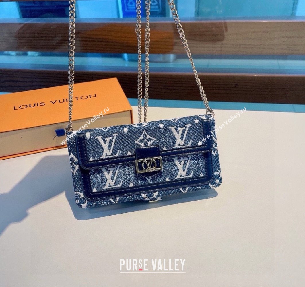 Louis Vuitton Embroidered iPhone Cover with Chain Blue 2025 0512 (SHI-250512151)