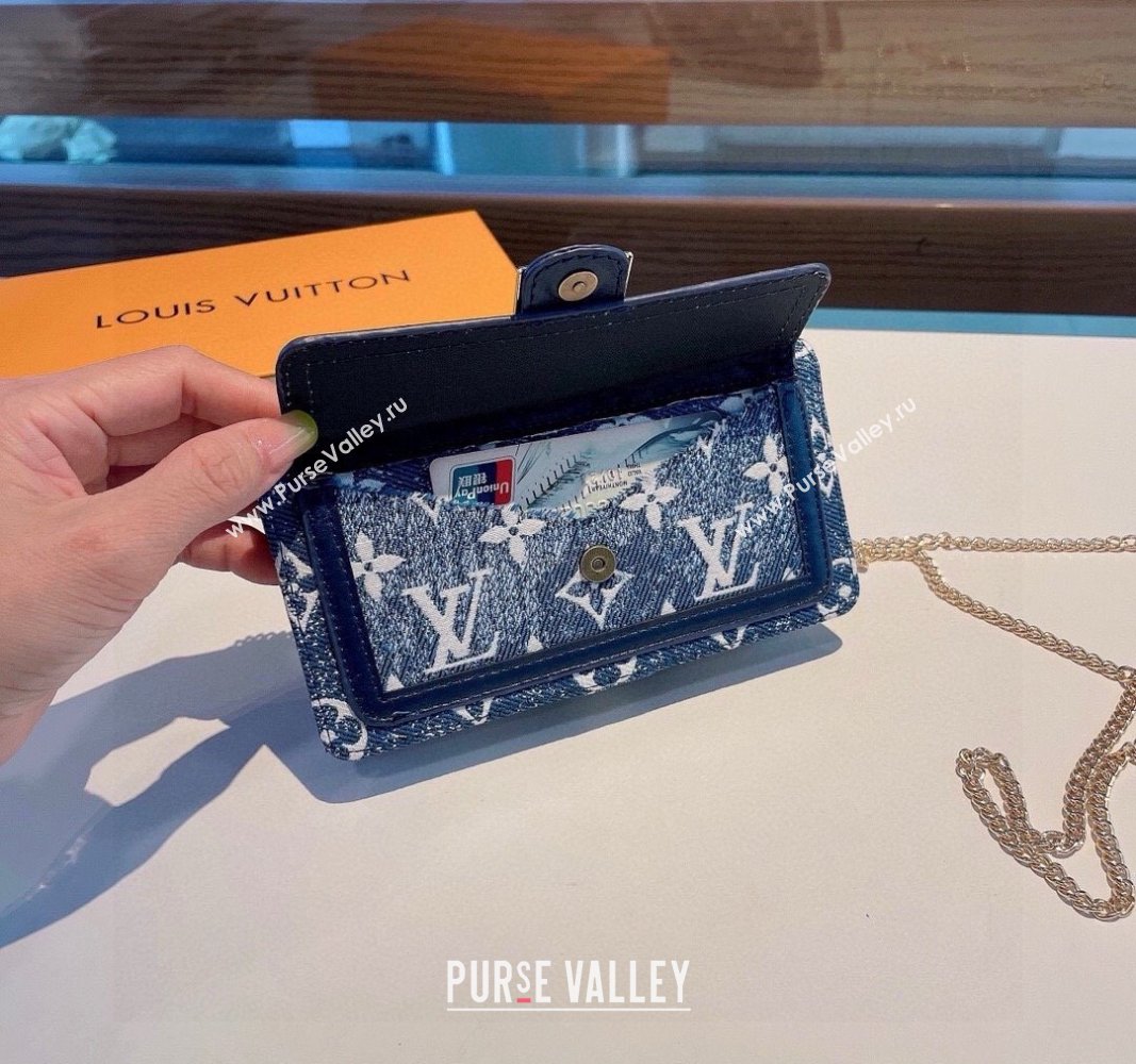 Louis Vuitton Embroidered iPhone Cover with Chain Blue 2025 0512 (SHI-250512151)