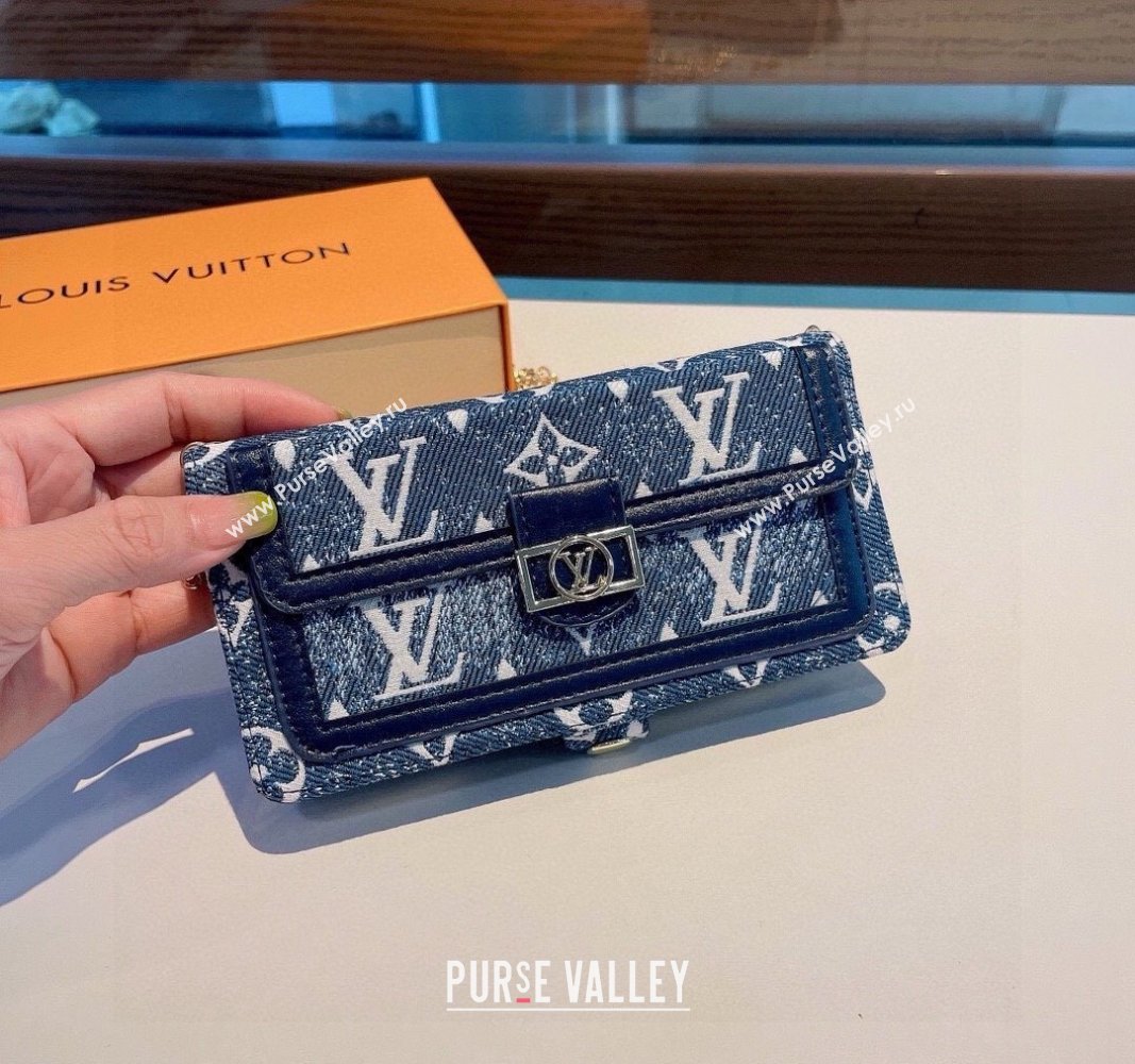 Louis Vuitton Embroidered iPhone Cover with Chain Blue 2025 0512 (SHI-250512151)