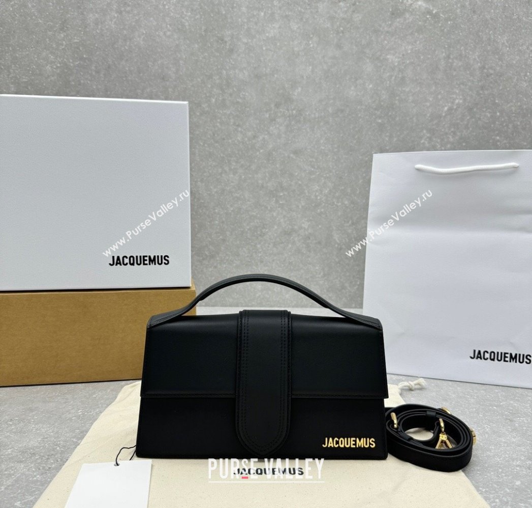 Jacquemus Le Bambino Medium Crossbody Bag in Calf Leather Black/Gold 2025 2056 (ningm-250804030)
