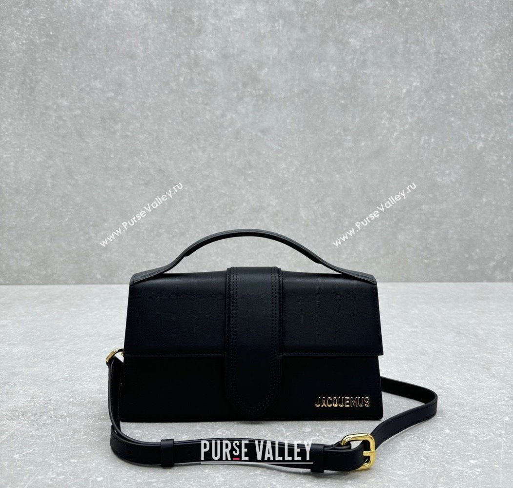 Jacquemus Le Bambino Medium Crossbody Bag in Calf Leather Black/Gold 2025 2056 (ningm-250804030)