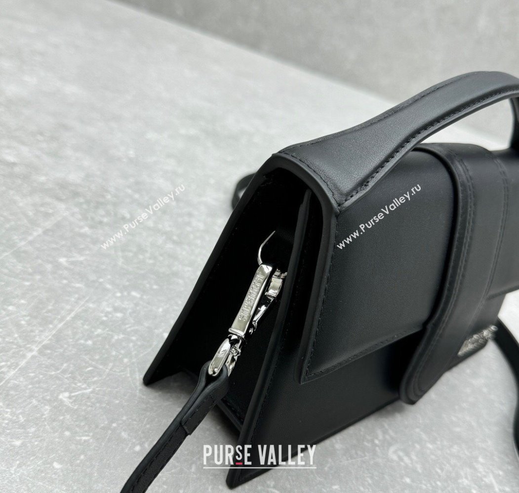 Jacquemus Le Bambino Medium Crossbody Bag in Calf Leather Black/Silver 2025 2056 (ningm-250804031)