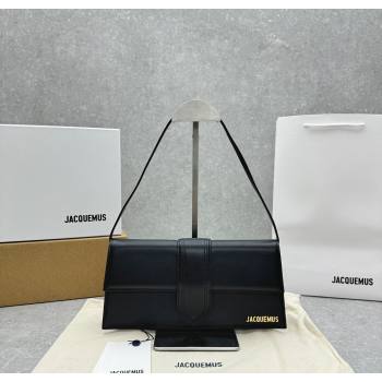 Jacquemus Le Bambino Long Envelope Medium Shoulder Bag in Calf Leather Black 2025 2036 (ningm-250804126)