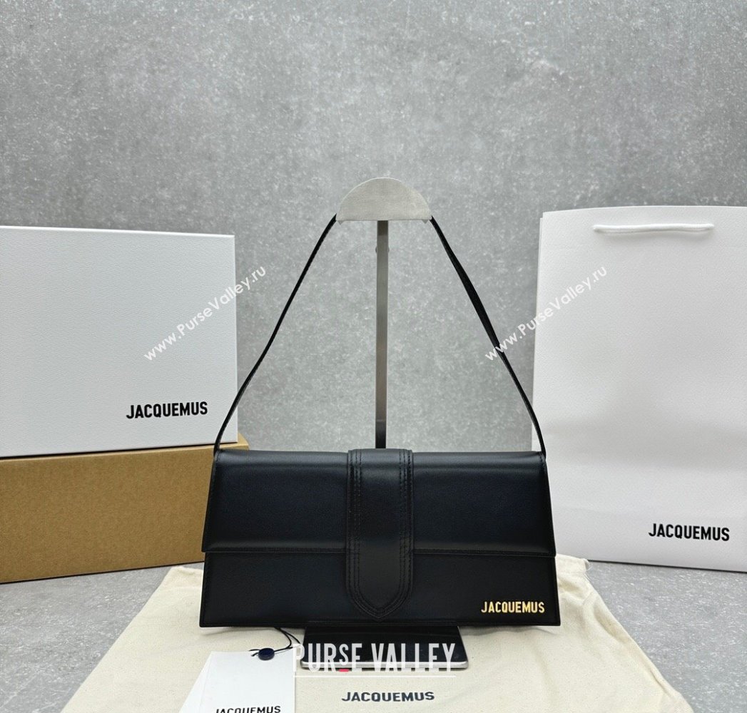 Jacquemus Le Bambino Long Envelope Medium Shoulder Bag in Calf Leather Black 2025 2036 (ningm-250804126)