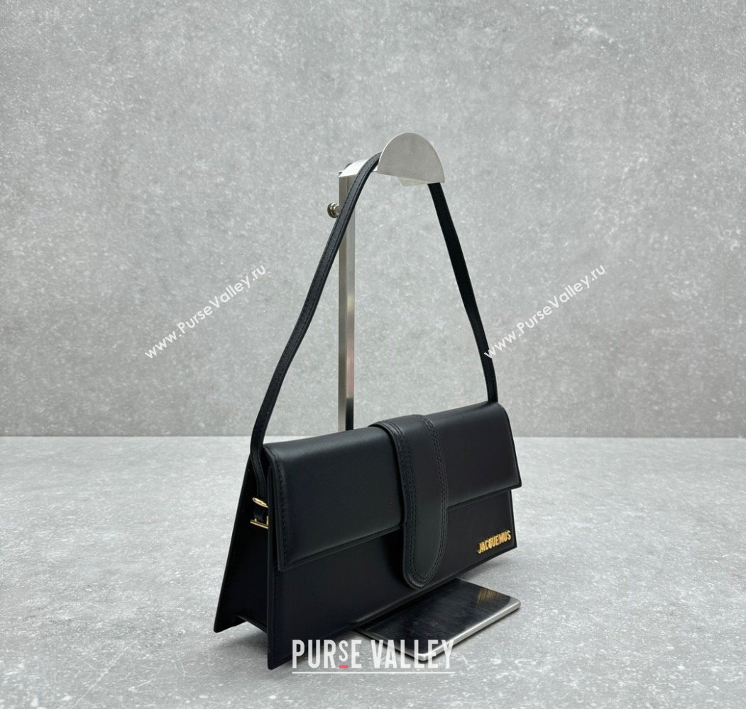 Jacquemus Le Bambino Long Envelope Medium Shoulder Bag in Calf Leather Black 2025 2036 (ningm-250804126)