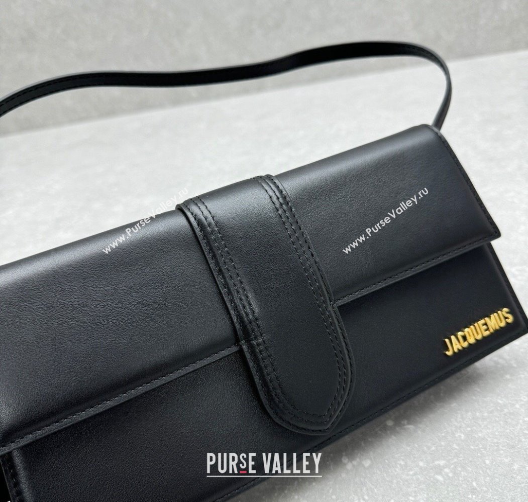 Jacquemus Le Bambino Long Envelope Medium Shoulder Bag in Calf Leather Black 2025 2036 (ningm-250804126)