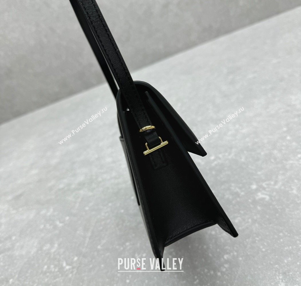 Jacquemus Le Bambino Long Envelope Medium Shoulder Bag in Calf Leather Black 2025 2036 (ningm-250804126)