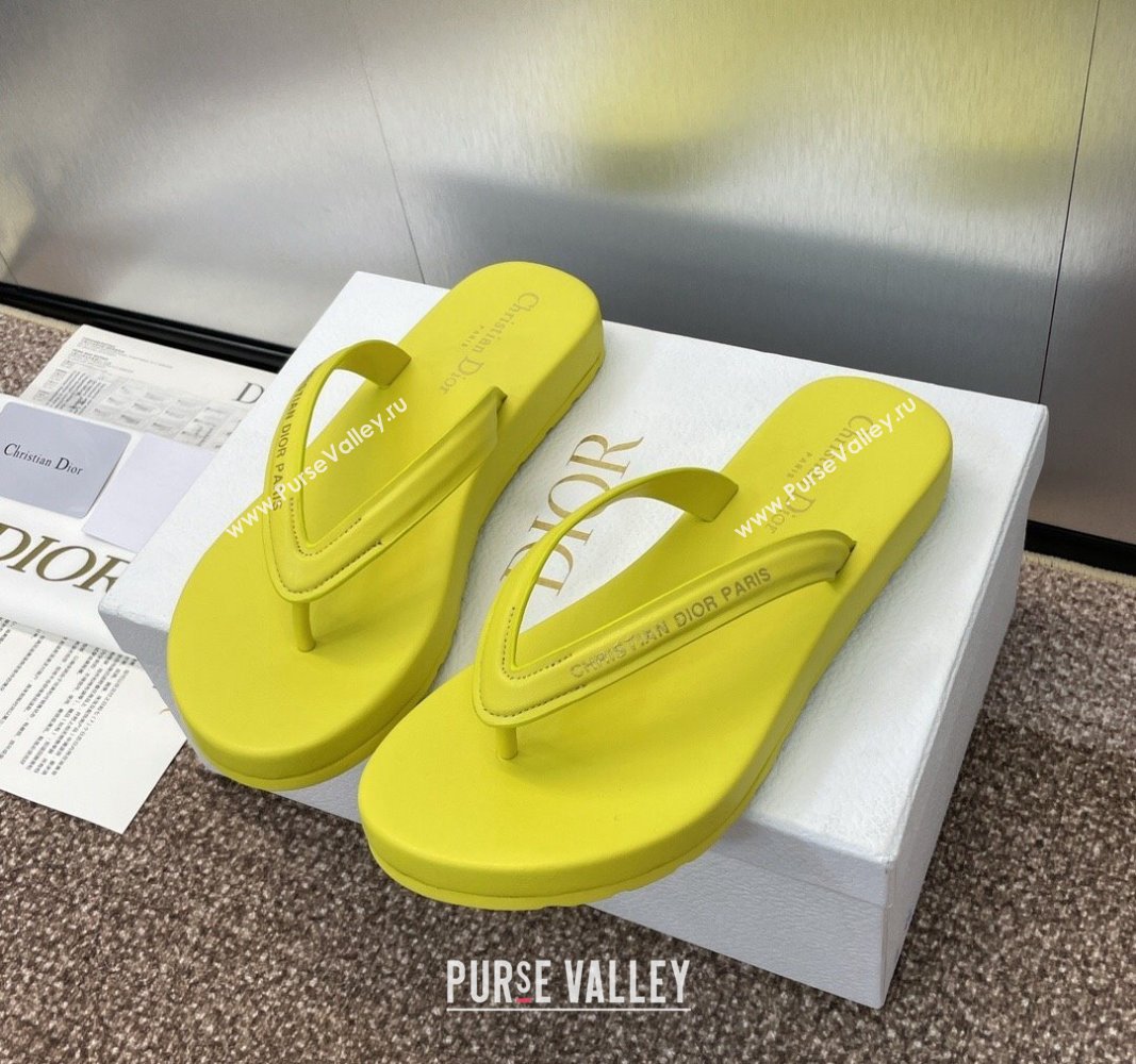 Dior Diorsea Flat Thong Sandal in Calfskin Yellow 2024 0724001 (MD-240724057)