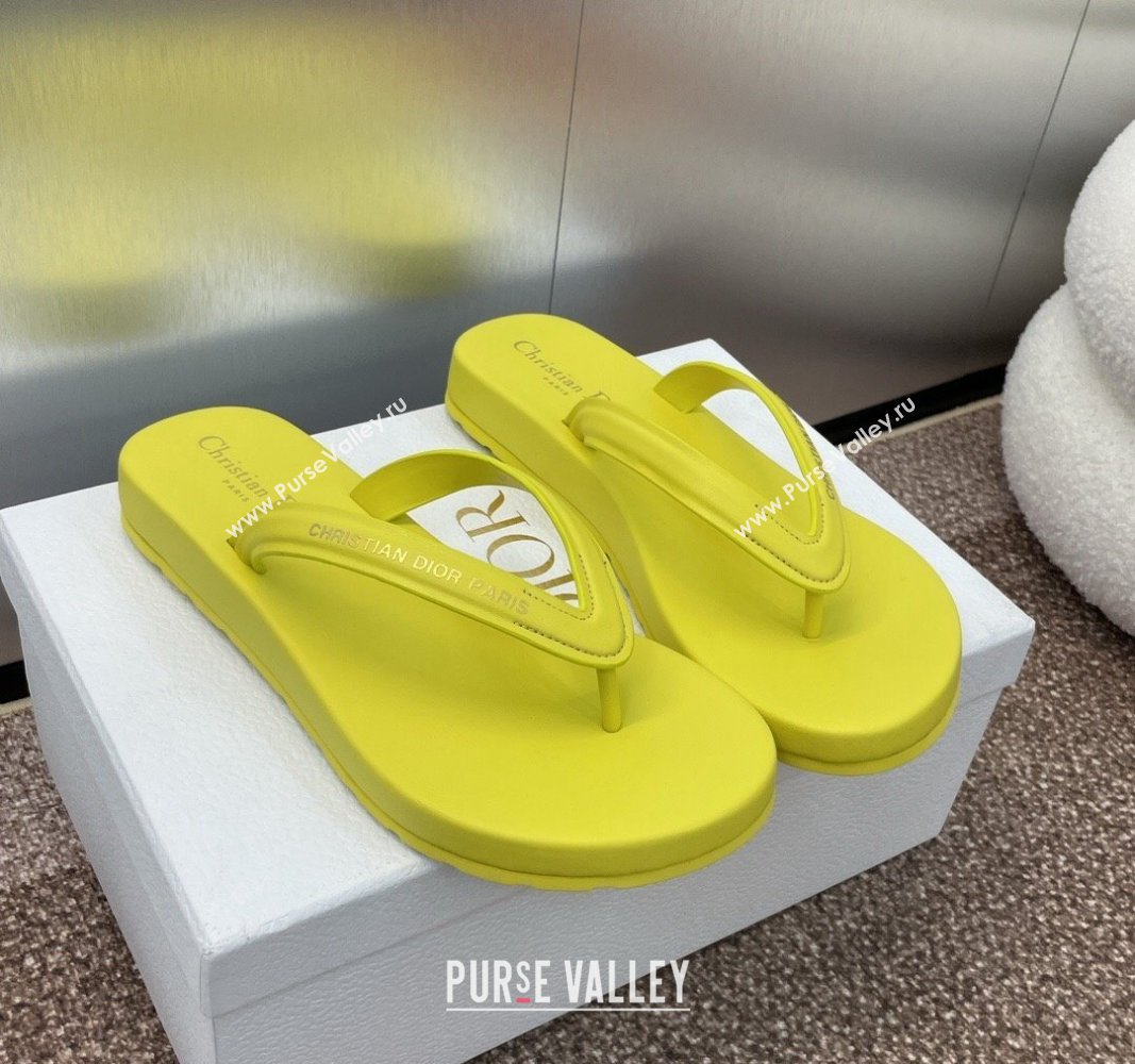 Dior Diorsea Flat Thong Sandal in Calfskin Yellow 2024 0724001 (MD-240724057)