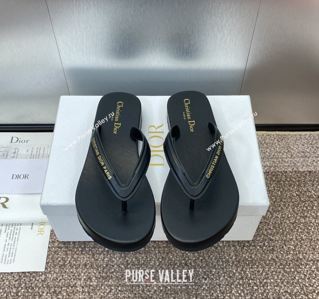 Dior Diorsea Flat Thong Sandal in Calfskin Black 2024 0724001 (MD-240724059)