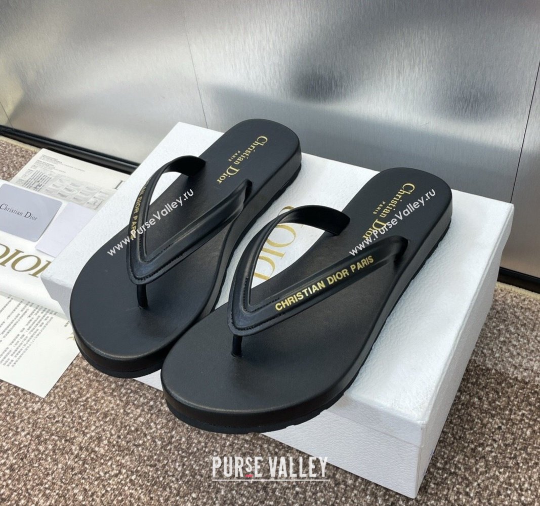 Dior Diorsea Flat Thong Sandal in Calfskin Black 2024 0724001 (MD-240724059)