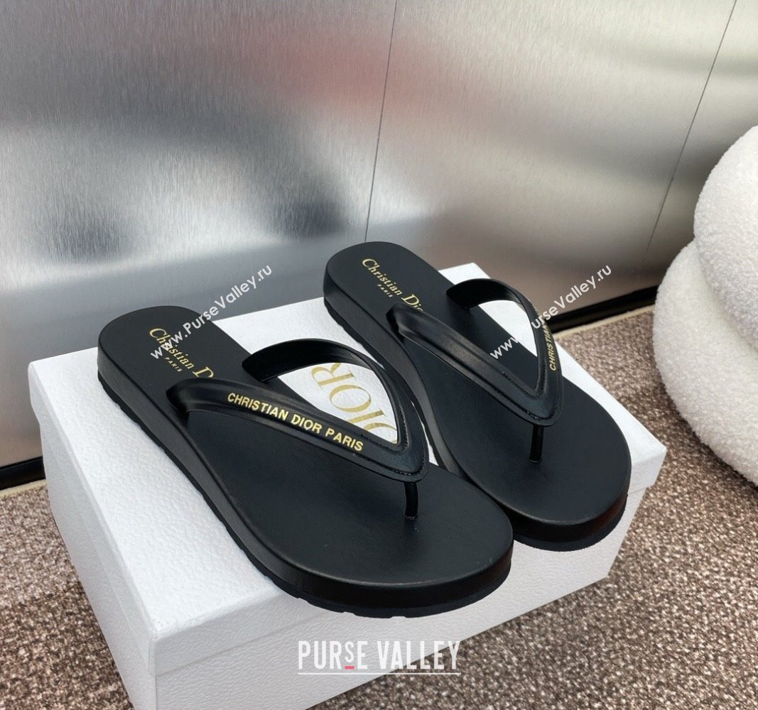 Dior Diorsea Flat Thong Sandal in Calfskin Black 2024 0724001 (MD-240724059)