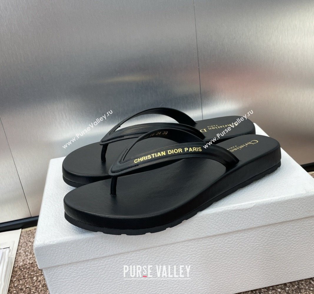 Dior Diorsea Flat Thong Sandal in Calfskin Black 2024 0724001 (MD-240724059)