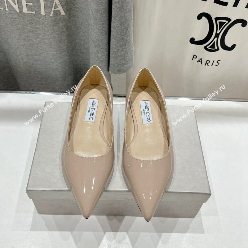 Jimmy Choo Love Pointed Ballet Flat in Patent Leather Nude 2024 (KL-241113053)