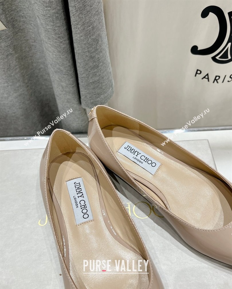 Jimmy Choo Love Pointed Ballet Flat in Patent Leather Nude 2024 (KL-241113053)