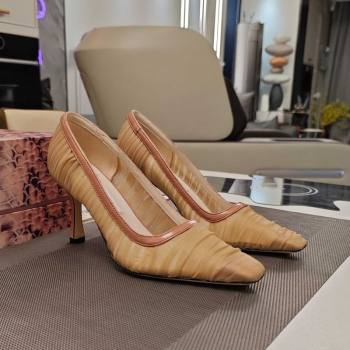 Jimmy Choo Lotta Tulle Mesh and Nappa Leather Pumps 8.5cm Brown 2025 (MD-250605107)