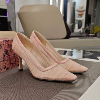 Jimmy Choo Lotta Tulle Mesh and Nappa Leather Pumps 8.5cm Pink 2025 (MD-250605108)