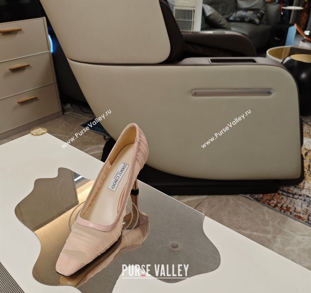 Jimmy Choo Lotta Tulle Mesh and Nappa Leather Pumps 8.5cm Pink 2025 (MD-250605108)