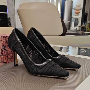 Jimmy Choo Lotta Tulle Mesh and Nappa Leather Pumps 8.5cm Black 2025 (MD-250605111)