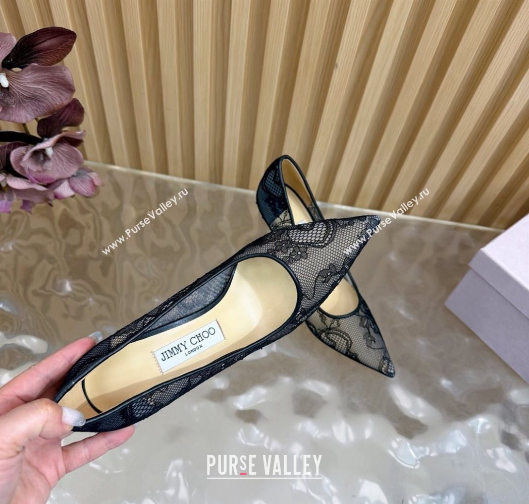 Jimmy Choo Romy Pumps 8.5cm in Lace Mesh Black 2025 1210 (MD-251210092)