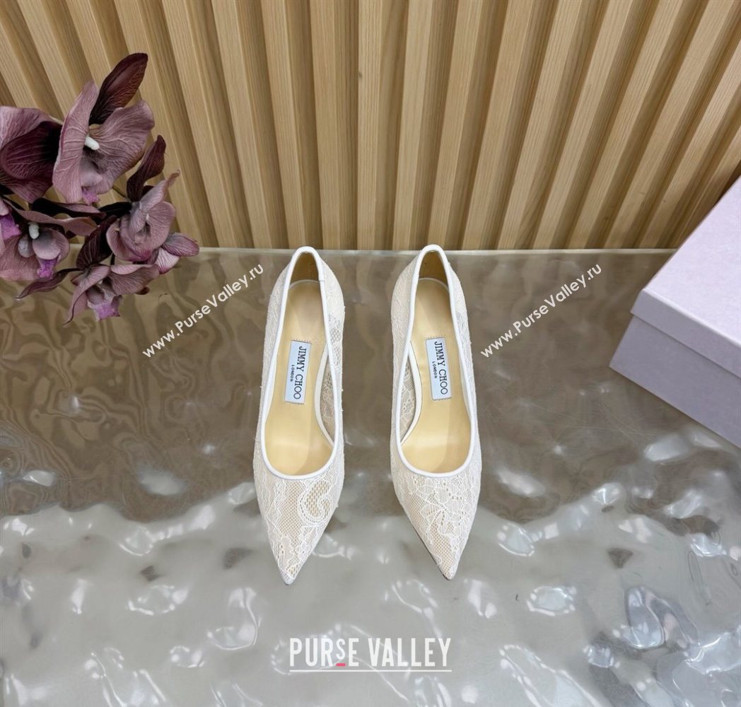 Jimmy Choo Romy Pumps 8.5cm in Lace Mesh Apricot 2025 1210 (MD-251210094)