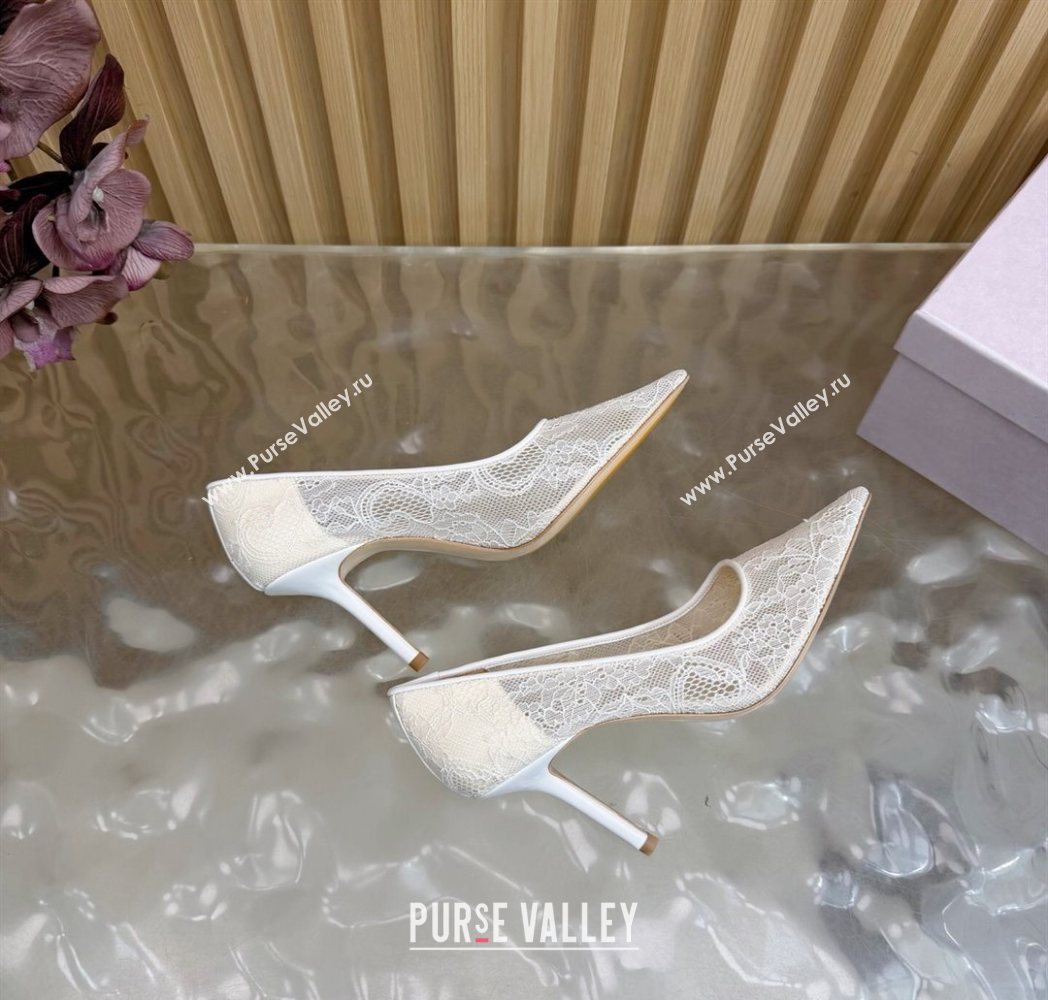 Jimmy Choo Romy Pumps 8.5cm in Lace Mesh Apricot 2025 1210 (MD-251210094)