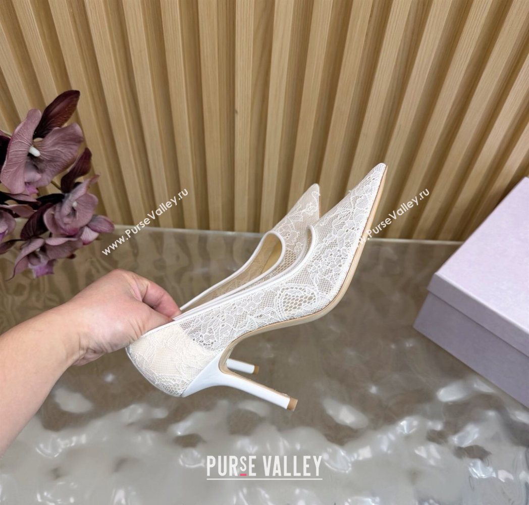 Jimmy Choo Romy Pumps 8.5cm in Lace Mesh Apricot 2025 1210 (MD-251210094)