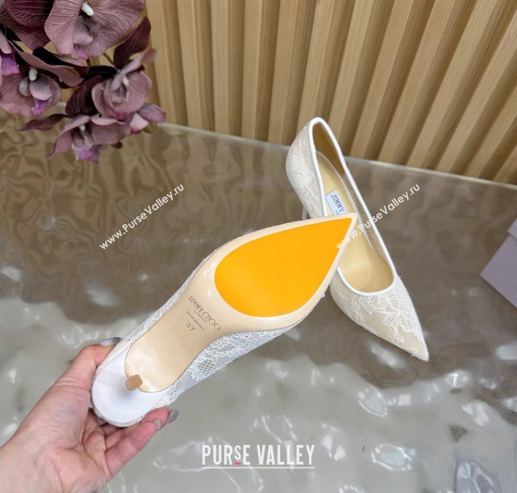 Jimmy Choo Romy Pumps 8.5cm in Lace Mesh Apricot 2025 1210 (MD-251210094)