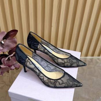 Jimmy Choo Romy Pumps 6.5cm in Lace Mesh Black 2025 1210 (MD-251210096)