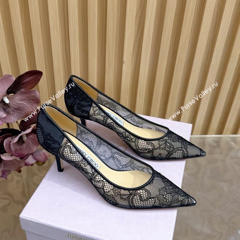 Jimmy Choo Romy Pumps 6.5cm in Lace Mesh Black 2025 1210 (MD-251210096)
