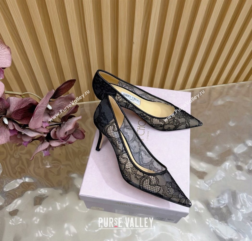 Jimmy Choo Romy Pumps 6.5cm in Lace Mesh Black 2025 1210 (MD-251210096)