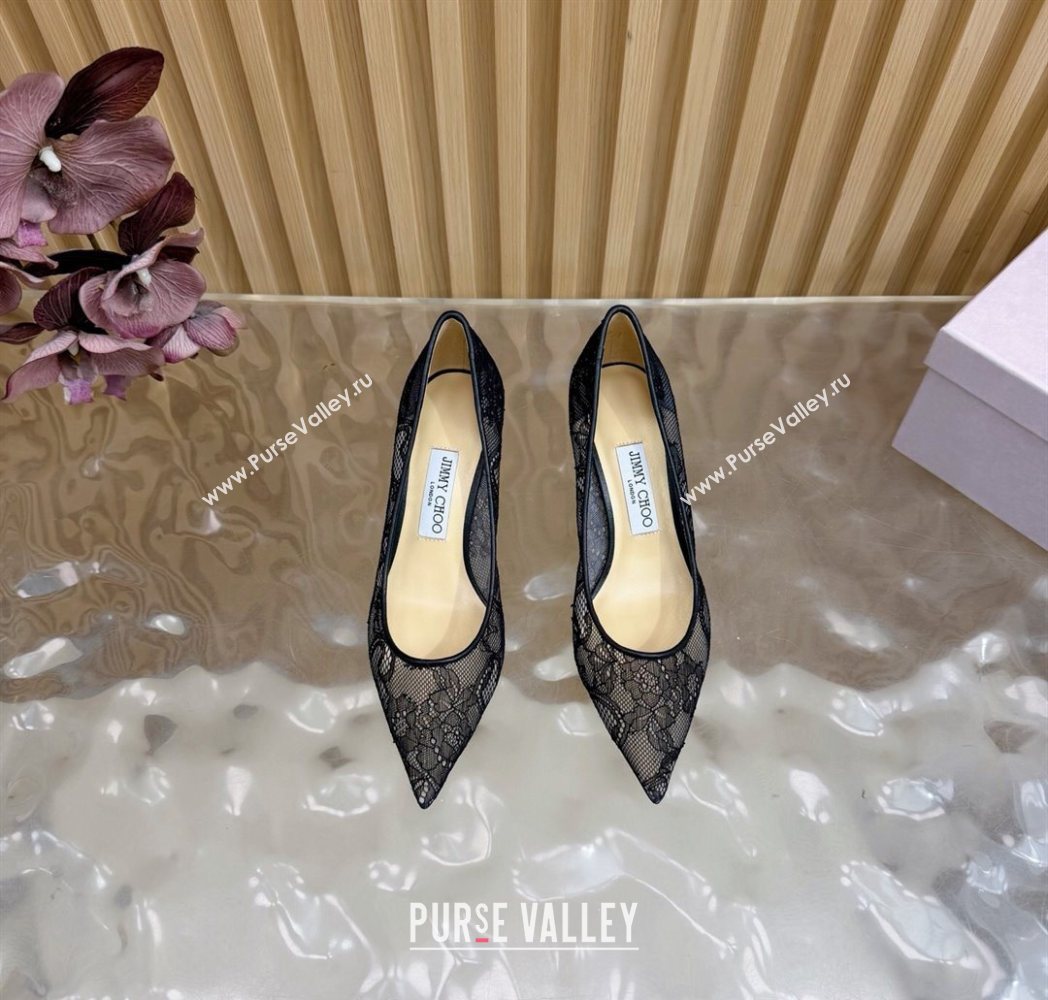 Jimmy Choo Romy Pumps 6.5cm in Lace Mesh Black 2025 1210 (MD-251210096)