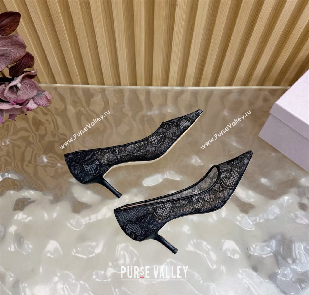 Jimmy Choo Romy Pumps 6.5cm in Lace Mesh Black 2025 1210 (MD-251210096)