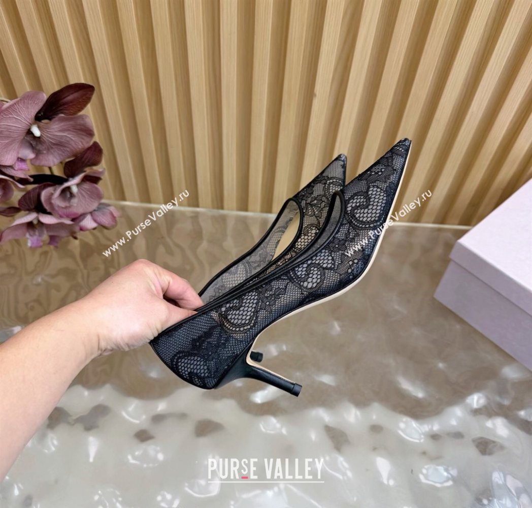 Jimmy Choo Romy Pumps 6.5cm in Lace Mesh Black 2025 1210 (MD-251210096)