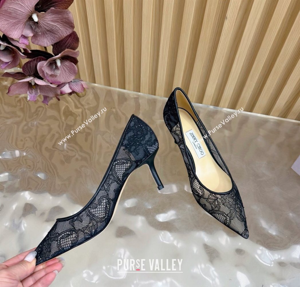 Jimmy Choo Romy Pumps 6.5cm in Lace Mesh Black 2025 1210 (MD-251210096)