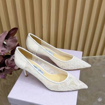 Jimmy Choo Romy Pumps 6.5cm in Lace Mesh Apricot 2025 1210 (MD-251210098)