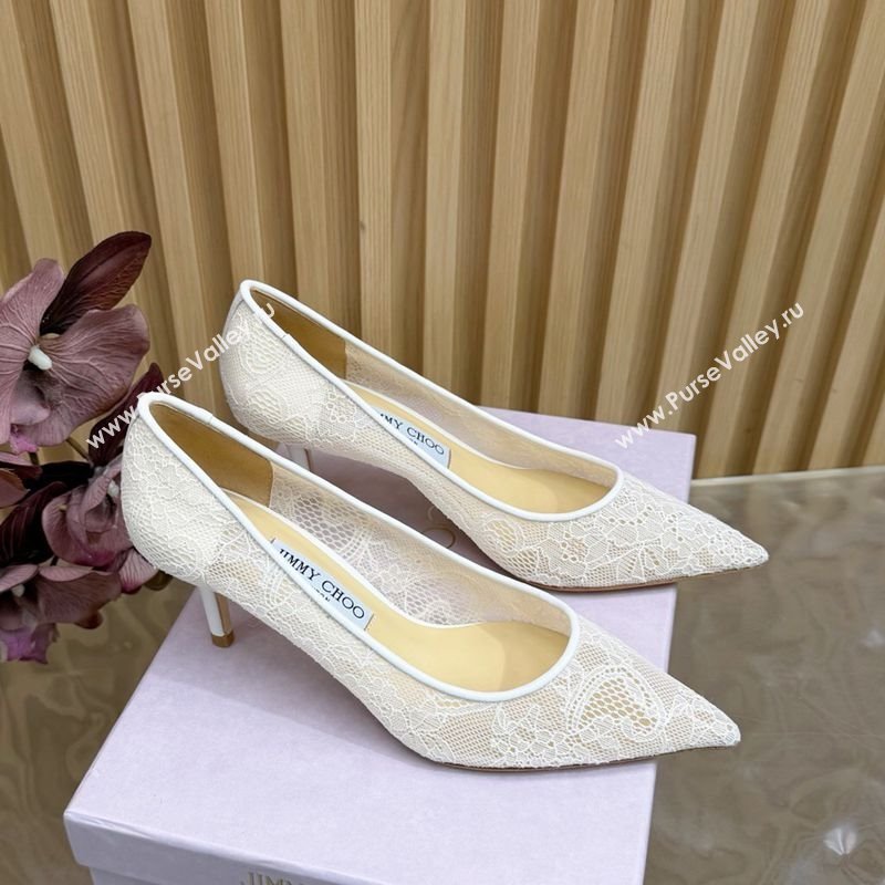 Jimmy Choo Romy Pumps 6.5cm in Lace Mesh Apricot 2025 1210 (MD-251210098)