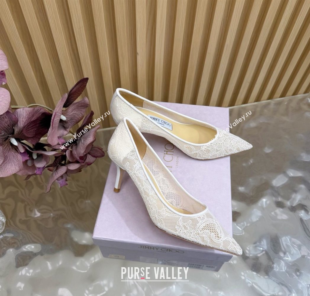 Jimmy Choo Romy Pumps 6.5cm in Lace Mesh Apricot 2025 1210 (MD-251210098)