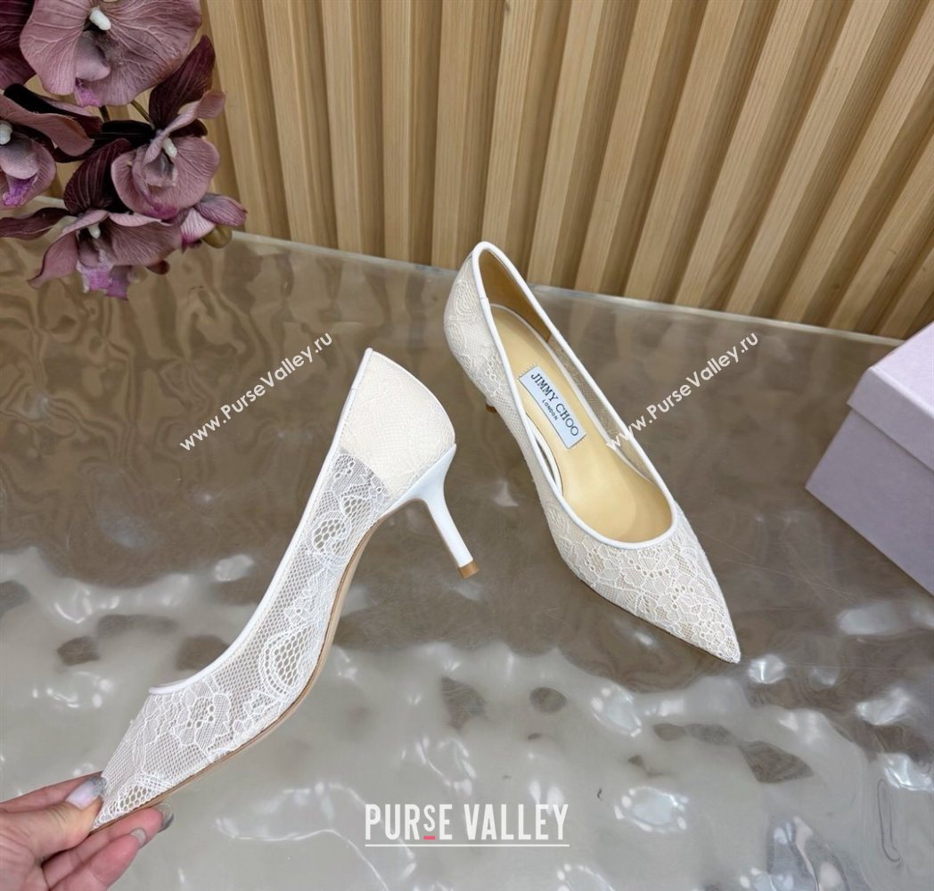 Jimmy Choo Romy Pumps 6.5cm in Lace Mesh Apricot 2025 1210 (MD-251210098)