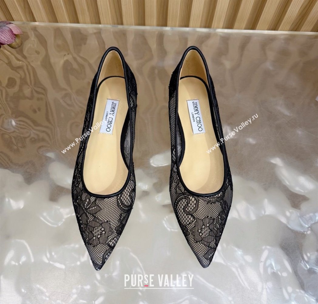 Jimmy Choo Romy Ballerinas Flat in Lace Mesh Black 2025 1210 (MD-251210100)
