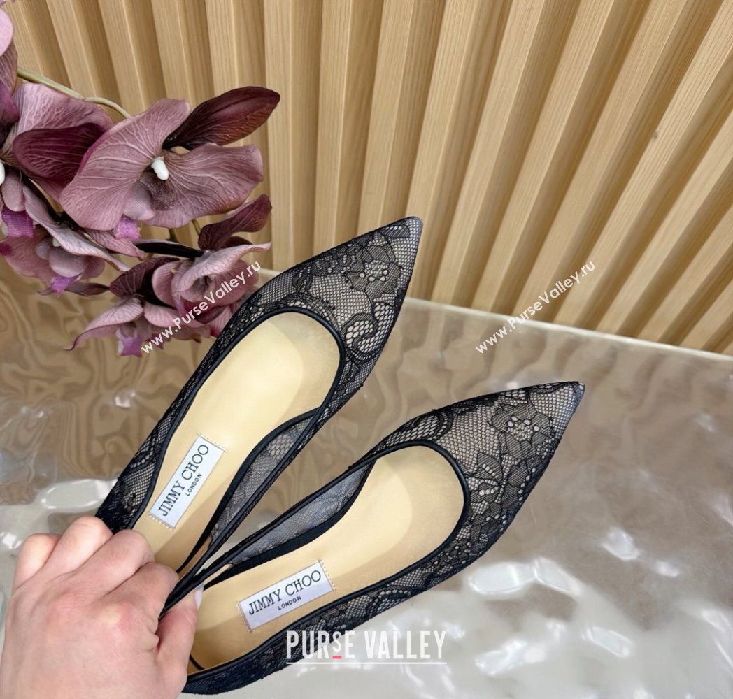 Jimmy Choo Romy Ballerinas Flat in Lace Mesh Black 2025 1210 (MD-251210100)