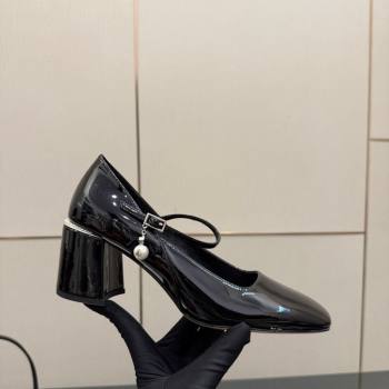 Jimmy Choo Jenson Mary Janes Pump 6cm in Patent Leather with Pearls Bow Black 2025 (MD-251210066)